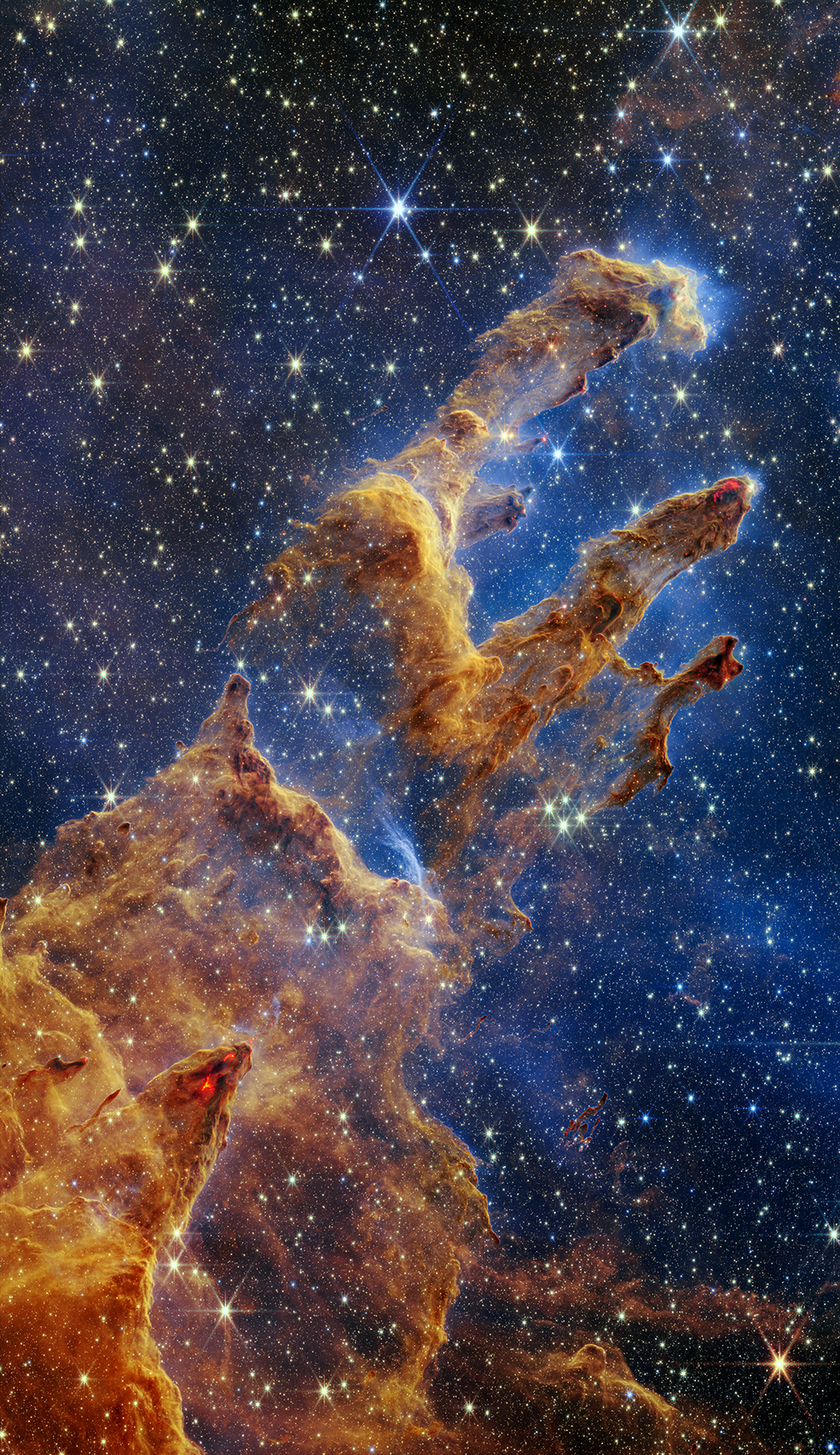 NASA James Webb Space Telescope star filled Pillars of Creation image